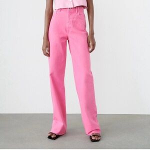 Zara Wide Leg Pink Jeans Size 2